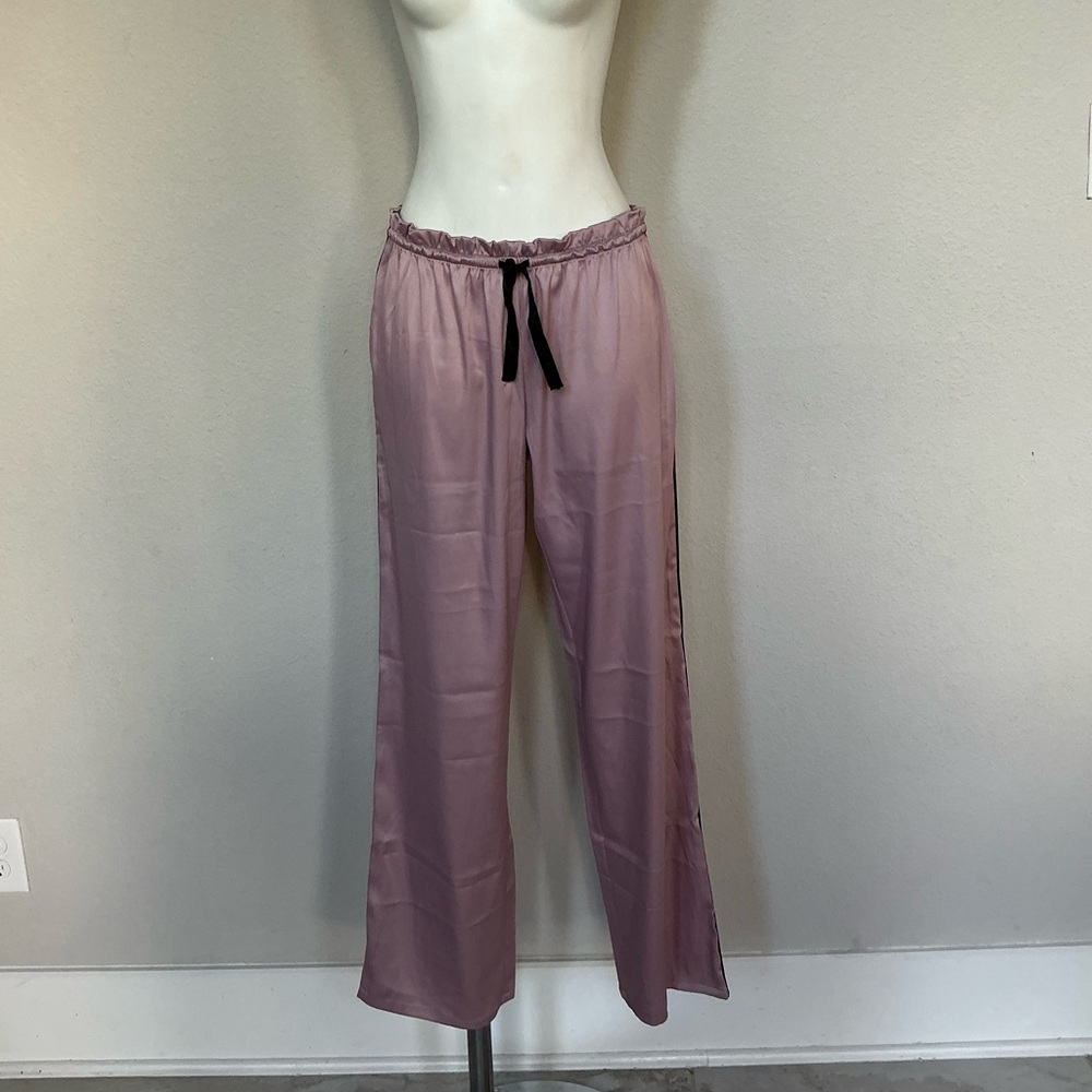 Victoria's Secret Satin Lounge Pants - Dusty Mauve with Black Drawstring